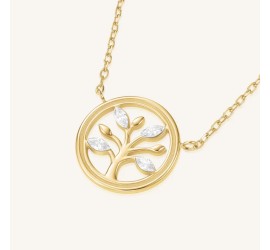 Rosefield staal vergulde collier met bedel  Tree of Life Necklace Gold JNLNG-J1319