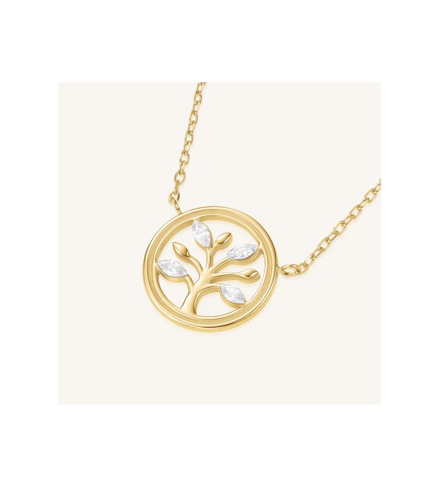 Rosefield staal vergulde collier met bedel