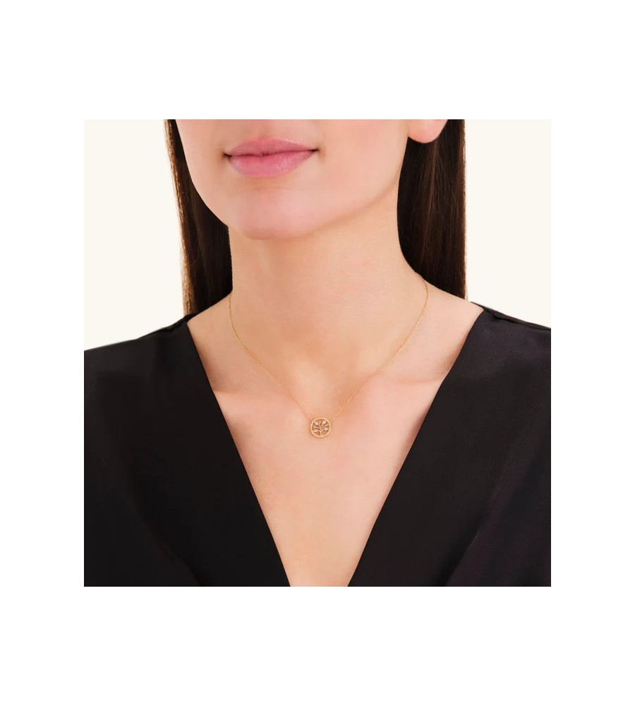 Rosefield staal vergulde collier met bedel