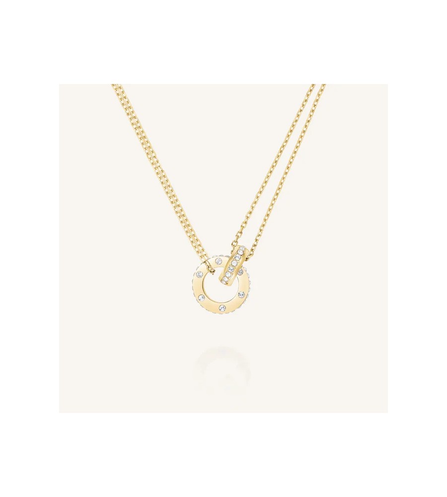 Rosefield staal vergulde collier met bedel
