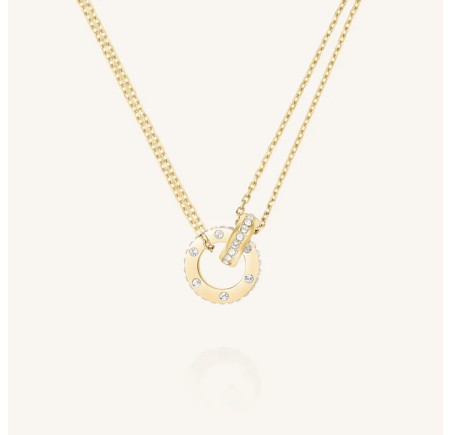 Rosefield staal vergulde collier met bedel  Love Connection Necklace Gold JNLCG-J1315