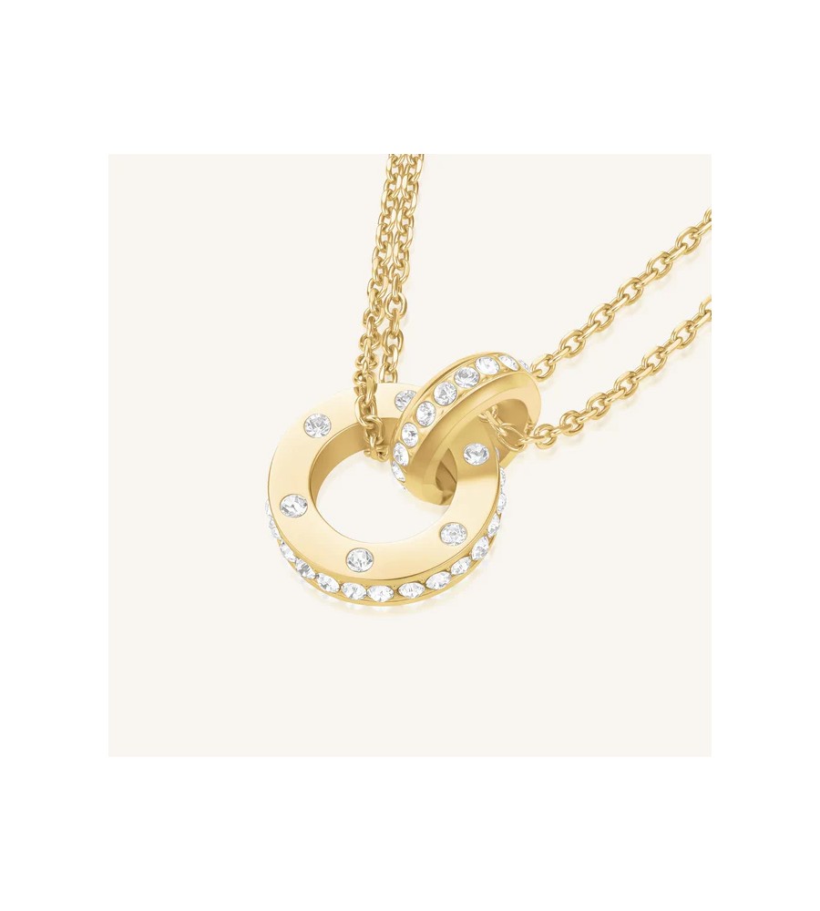 Rosefield staal vergulde collier met bedel