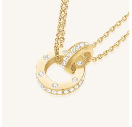Rosefield staal vergulde collier met bedel  Love Connection Necklace Gold JNLCG-J1315