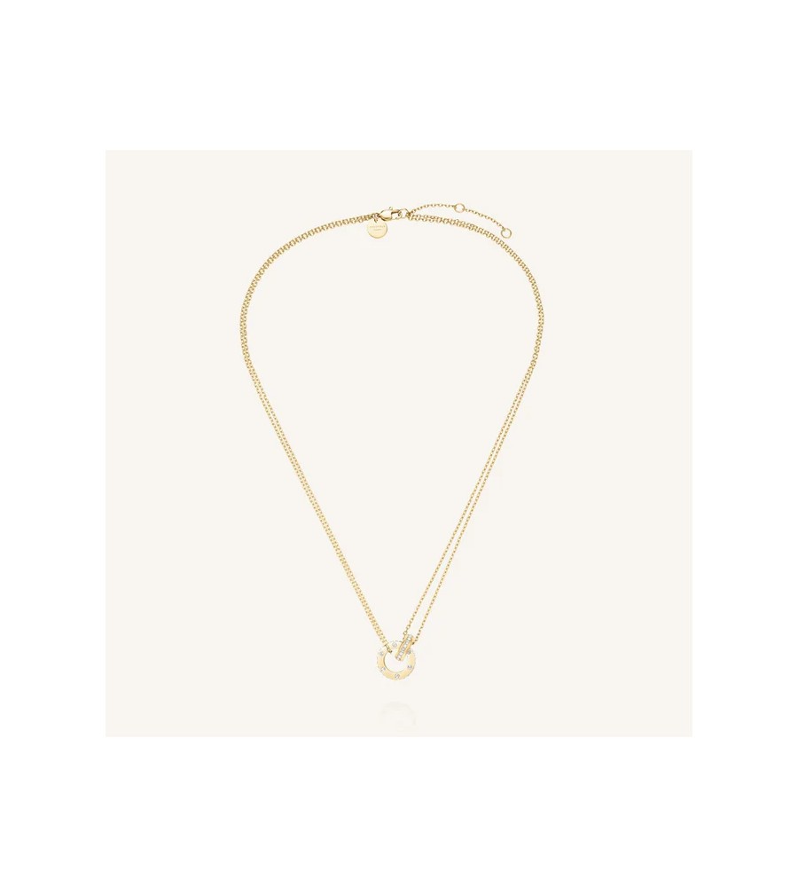 Rosefield staal vergulde collier met bedel