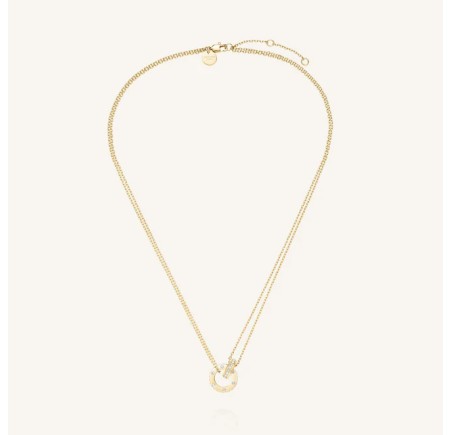Rosefield staal vergulde collier met bedel  Love Connection Necklace Gold JNLCG-J1315