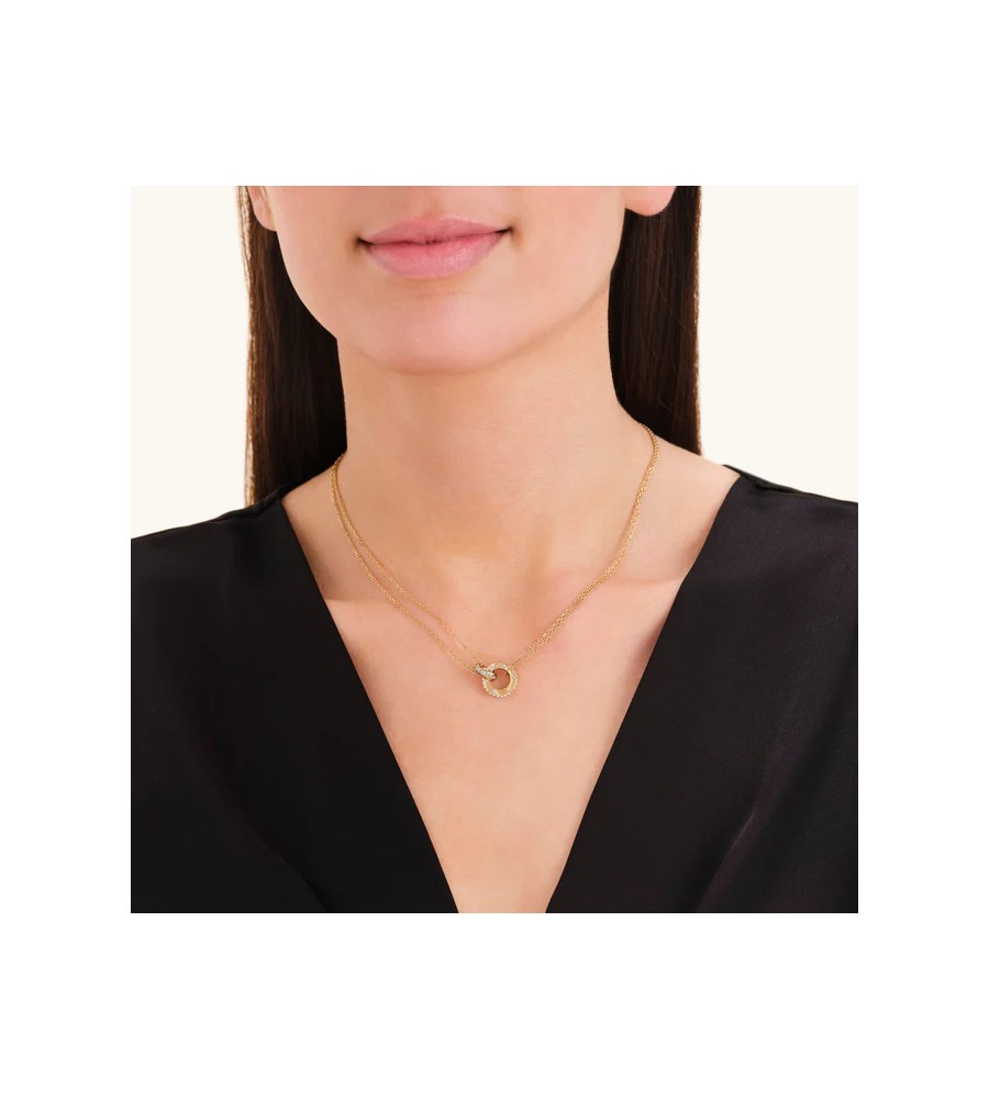 Rosefield staal vergulde collier met bedel
