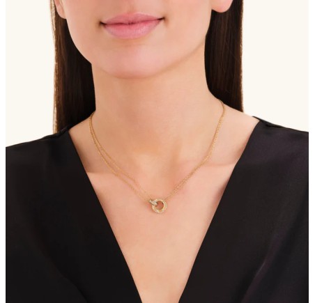 Rosefield staal vergulde collier met bedel  Love Connection Necklace Gold JNLCG-J1315
