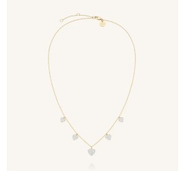 Rosefield staal verguld collier met hartjes  Mix Soft Necklace Gold JNMHG-J1274