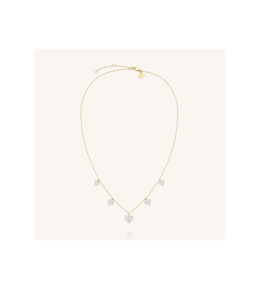 Rosefield staal verguld collier met hartjes