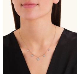 Rosefield staal verguld collier met hartjes  Mix Soft Necklace Gold JNMHG-J1274