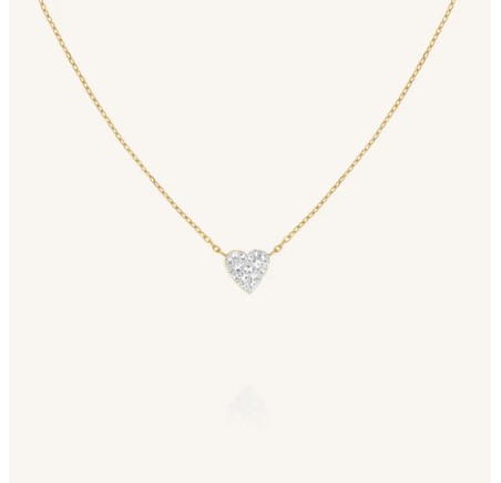 Rosefield staal verguld collier met hart hanger  Pave Heart Necklace Gold  JNPHG-J1273