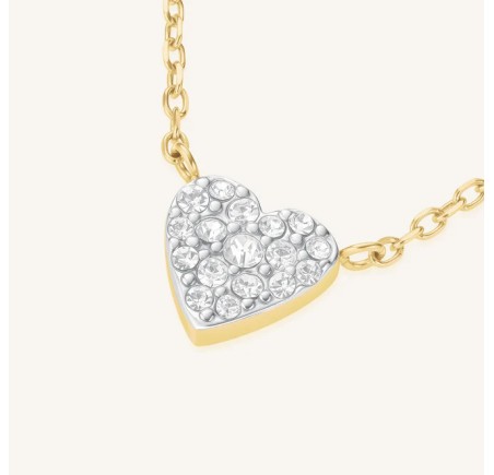 Rosefield staal verguld collier met hart hanger  Pave Heart Necklace Gold  JNPHG-J1273
