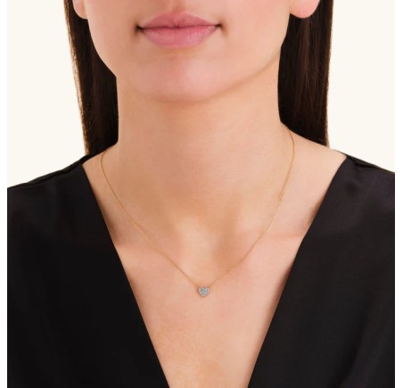 Rosefield staal verguld collier met hart hanger  Pave Heart Necklace Gold  JNPHG-J1273