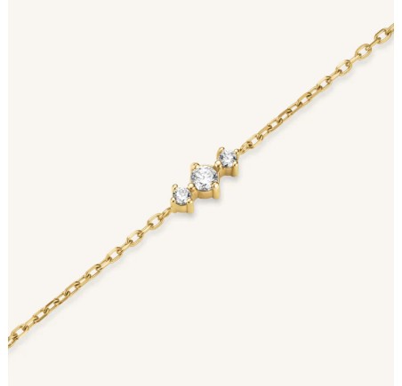 Rosefield staal verguld collier met zirkonia  Triple Cryastals Necklace Gold JNTCG-J1015