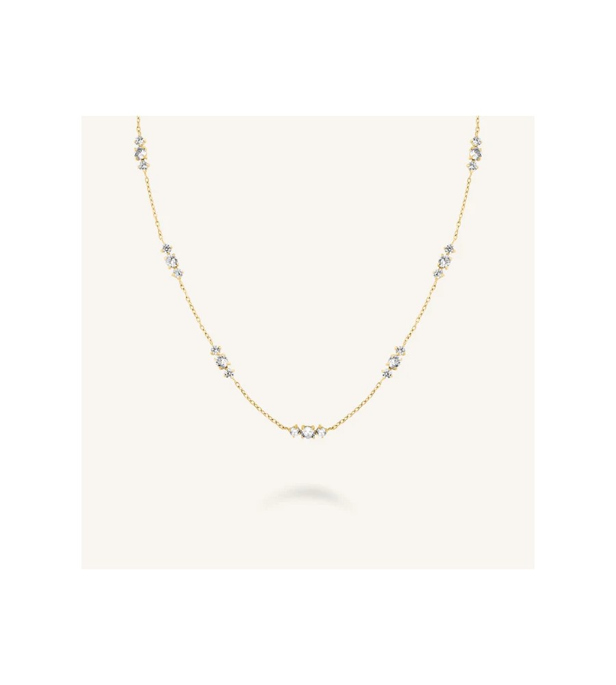 Rosefield staal verguld collier met zirkonia