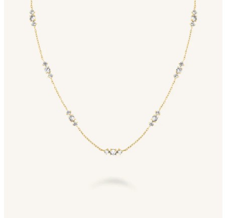 Rosefield staal verguld collier met zirkonia  Triple Cryastals Necklace Gold JNTCG-J1015