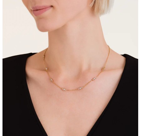 Rosefield staal verguld collier met zirkonia  Triple Cryastals Necklace Gold JNTCG-J1015