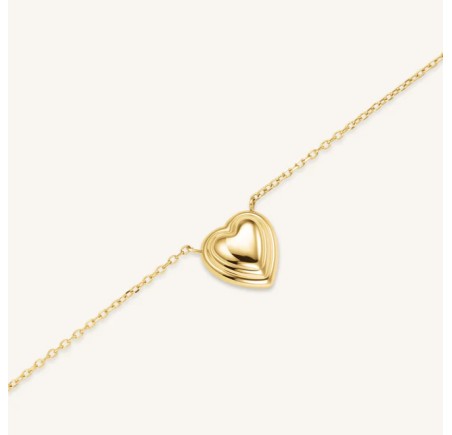 Rosefield staal verguld collier met hart hanger  Ridged Puffy Heart Necklace Gold  JNPHG-J1008