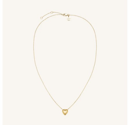 Rosefield staal verguld collier met hart hanger  Ridged Puffy Heart Necklace Gold  JNPHG-J1008