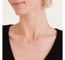Rosefield staal verguld collier met hart hanger  Ridged Puffy Heart Necklace Gold  JNPHG-J1008
