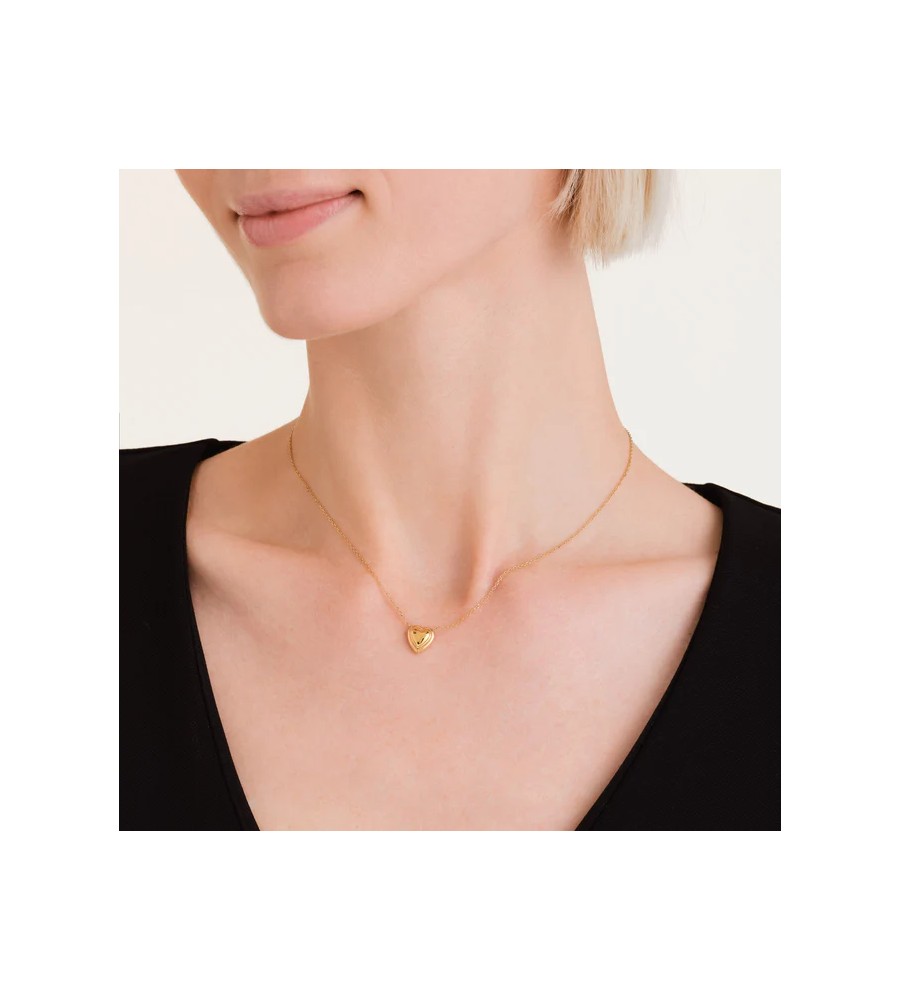 Rosefield staal verguld collier met hart hanger