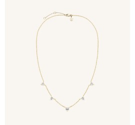 Rosefield staal verguld collier met zirkonia  Row of Hearts Necklace   JNRHG-J1005