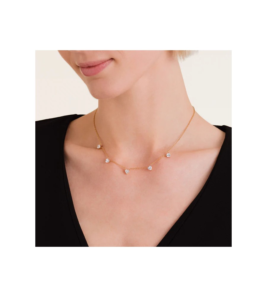 Rosefield staal verguld collier met zirkonia