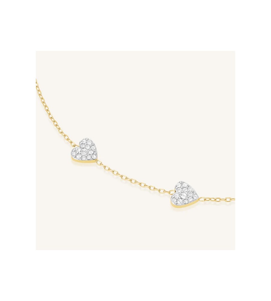 Rosefield staal verguld armband met hartjes