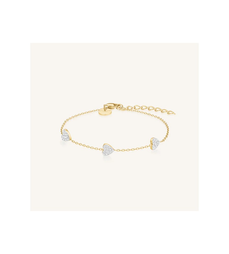Rosefield staal verguld armband met hartjes