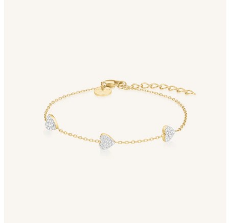 Rosefield staal verguld armband met hartjes  3 Hearts Bracelet Gold  JB3HG-J1278