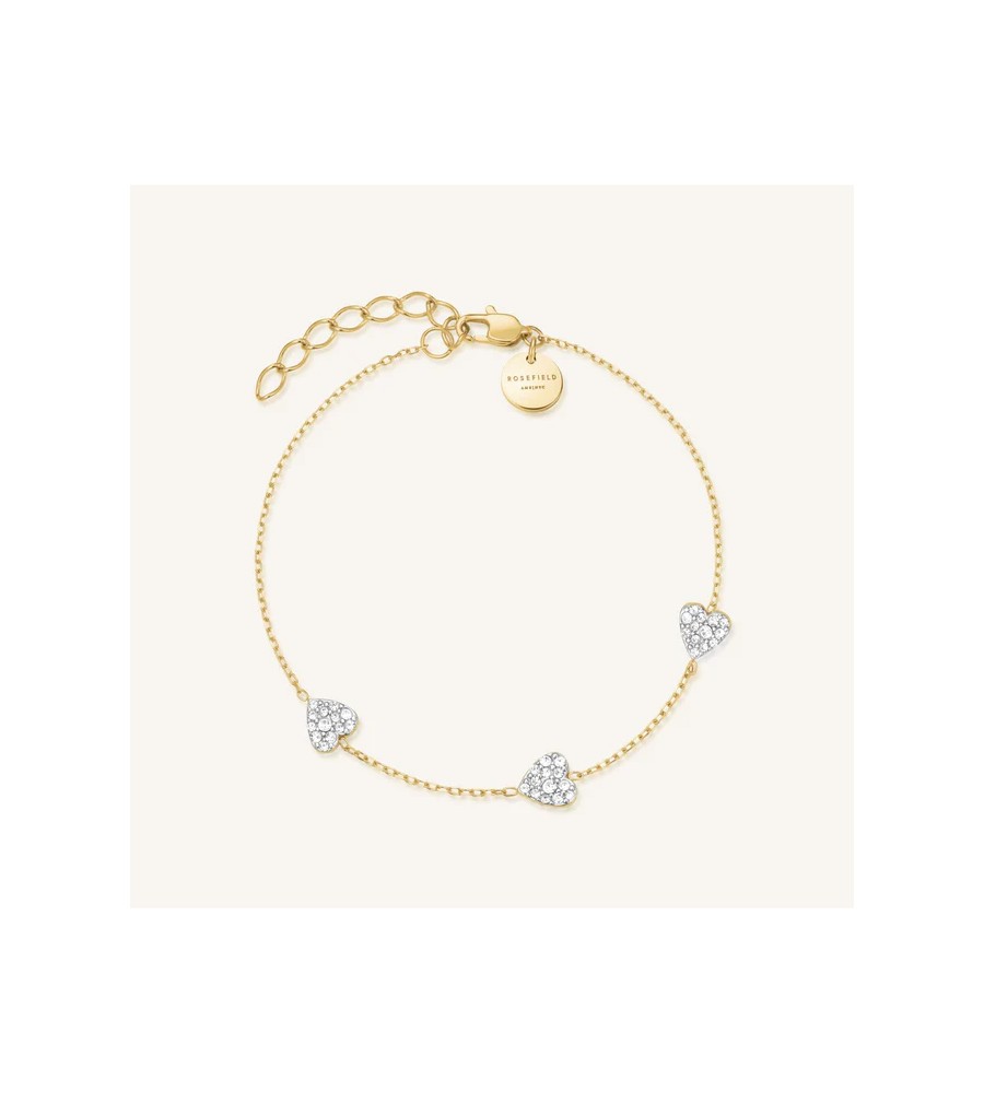 Rosefield staal verguld armband met hartjes