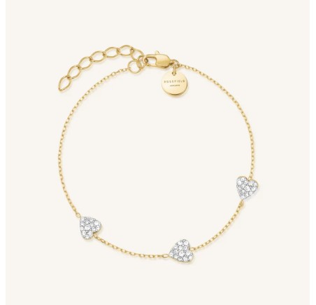 Rosefield staal verguld armband met hartjes  3 Hearts Bracelet Gold  JB3HG-J1278