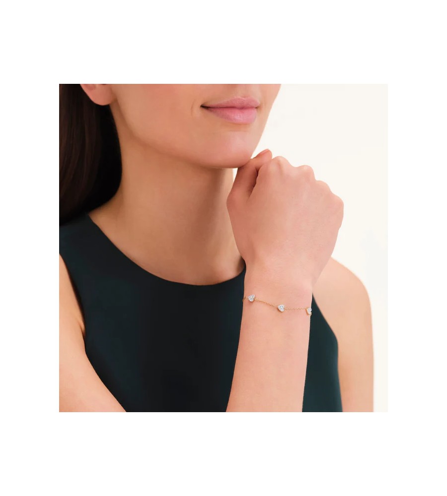 Rosefield staal verguld armband met hartjes