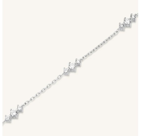 Rosefield stalen armband met zirkonia  Triple Crystals Bracelet Silver  JBTCS-J1021