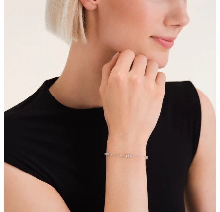 Rosefield stalen armband met zirkonia  Triple Crystals Bracelet Silver  JBTCS-J1021