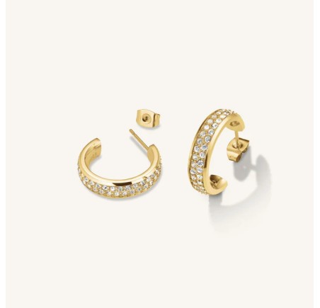 Rosefield staal vergulde steker oorring met zirkonia  Crystal Hoop Earring Gold   JECHG-J928