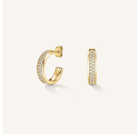 Rosefield staal vergulde steker oorring met zirkonia  Crystal Hoop Earring Gold   JECHG-J928