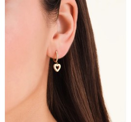 Rosefield staal vergulde oorringen met hartje  Hollow Heart Hoops Gold  JEHHG-J1276