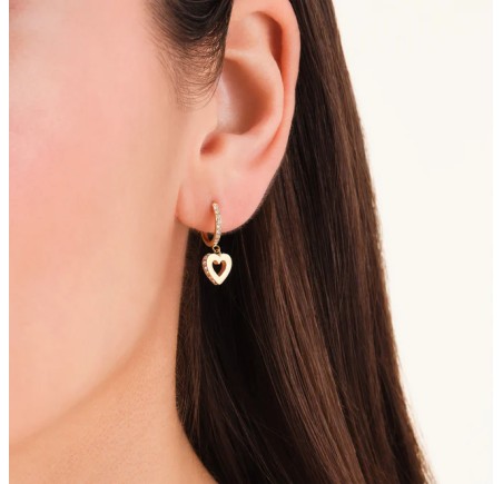 Rosefield staal vergulde oorringen met hartje  Hollow Heart Hoops Gold  JEHHG-J1276