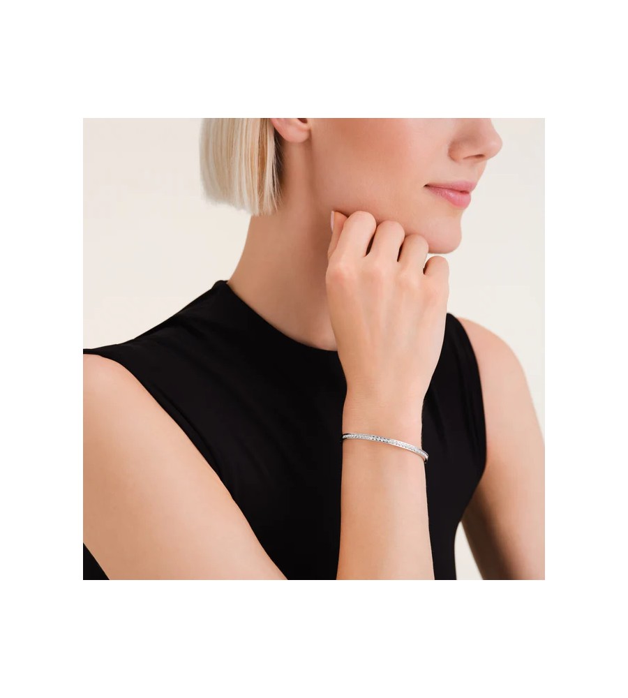 Rosefield stalen slavenarmband zirkonia