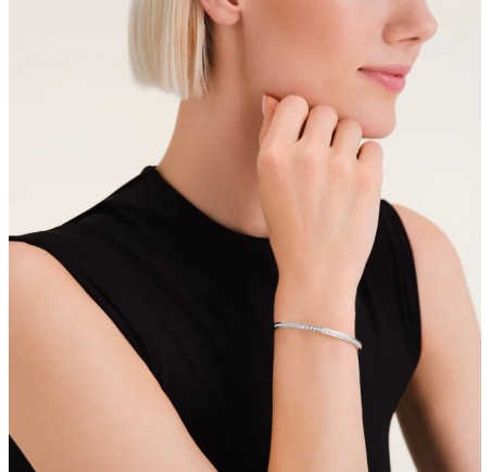 Rosefield stalen slavenarmband zirkonia  Chruystal Bangle Silver  JBCBS-J1034