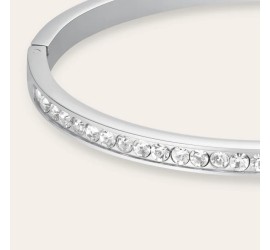 Rosefield stalen slavenarmband zirkonia  Chruystal Bangle Silver  JBCBS-J1034
