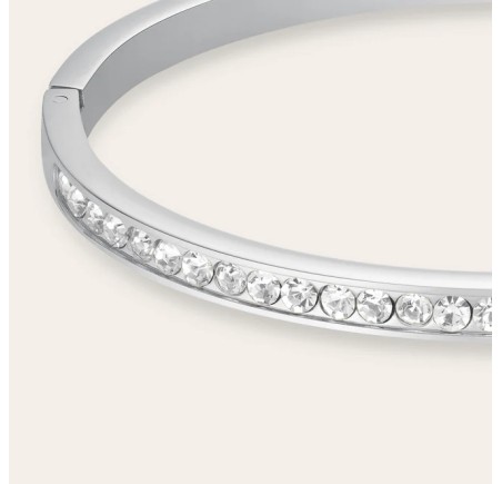 Rosefield stalen slavenarmband zirkonia  Chruystal Bangle Silver  JBCBS-J1034