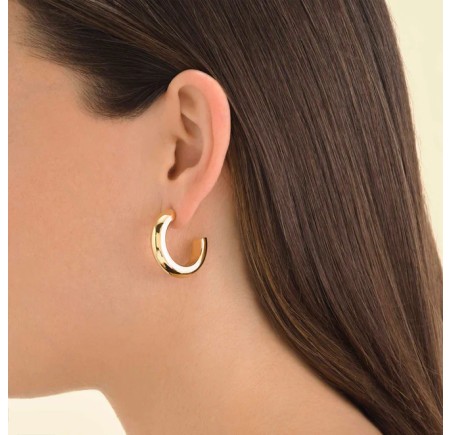 Rosefield staal vergulde steker oorring   DAily Solid Hoops Gold  JEDSG-J803