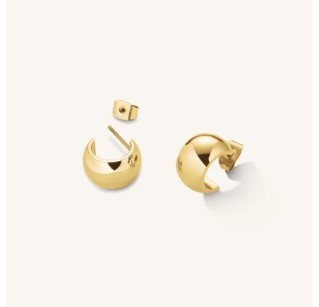 Rosefield staal vergulde steker oorring   Small Wide Hoops Gold  JESWG-J930