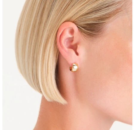 Rosefield staal vergulde steker oorring   Small Wide Hoops Gold  JESWG-J930