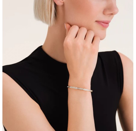 Rosefield staal vergulde slavenarmband zirkonia  Chrystal Bangle   JBCBG-J1033