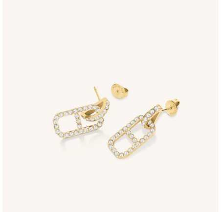 Rosefield staal vergulde oorsteker met zirkonia   Crystal Octagon Earrings  JEOPG-J1180