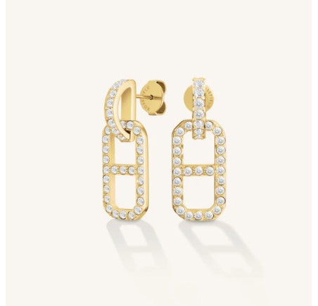 Rosefield staal vergulde oorsteker met zirkonia   Crystal Octagon Earrings  JEOPG-J1180