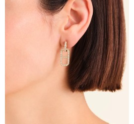Rosefield staal vergulde oorsteker met zirkonia   Crystal Octagon Earrings  JEOPG-J1180